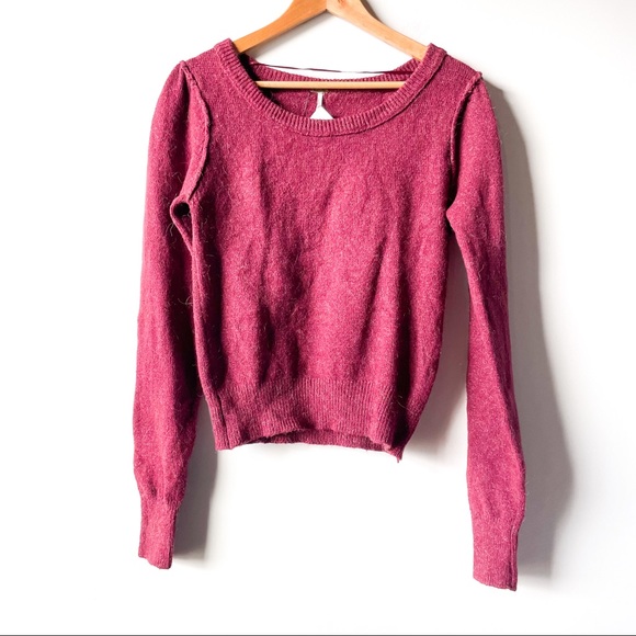 NWT FREE PEOPLE Alpaca Complete Me Wine Sweater - Picture 2 of 7